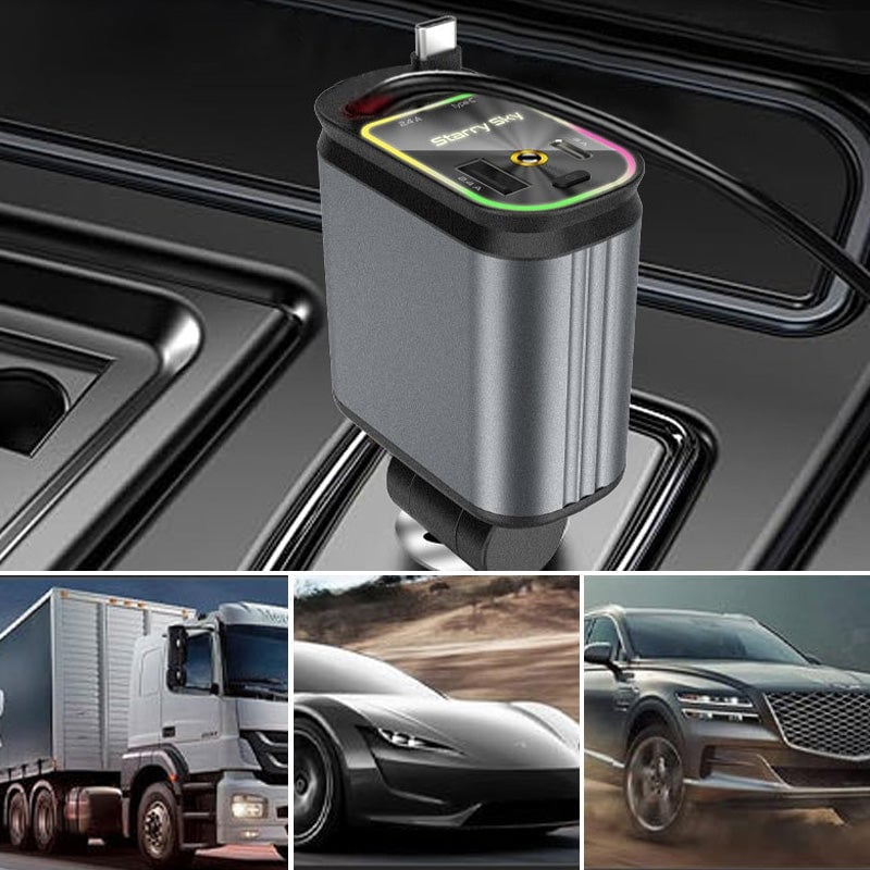 4 in 1 Retractable Car Charger