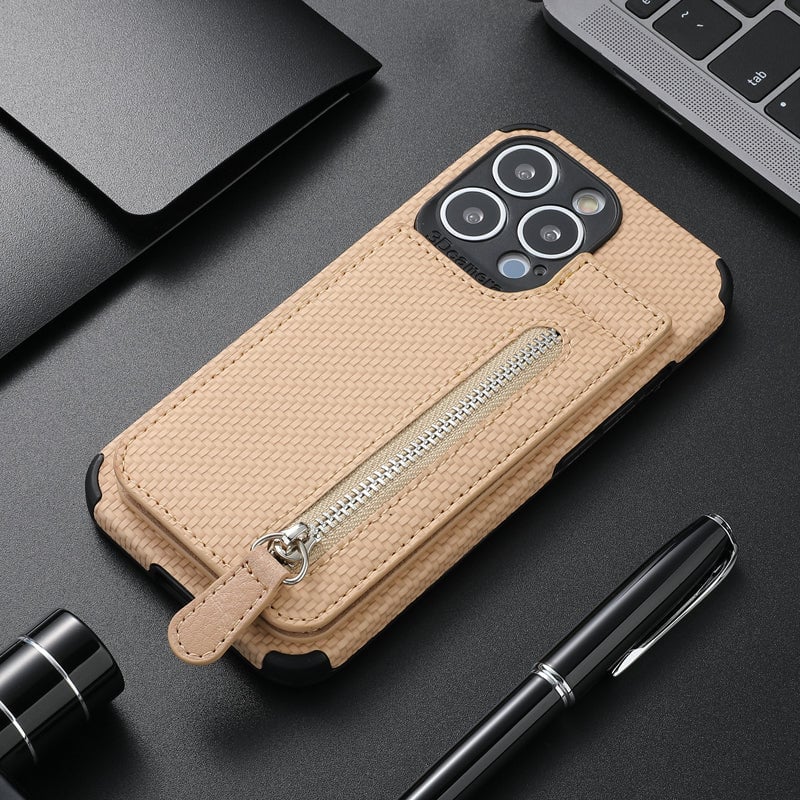 Magnetic Zipper Wallet Cover With Credit Card Holder