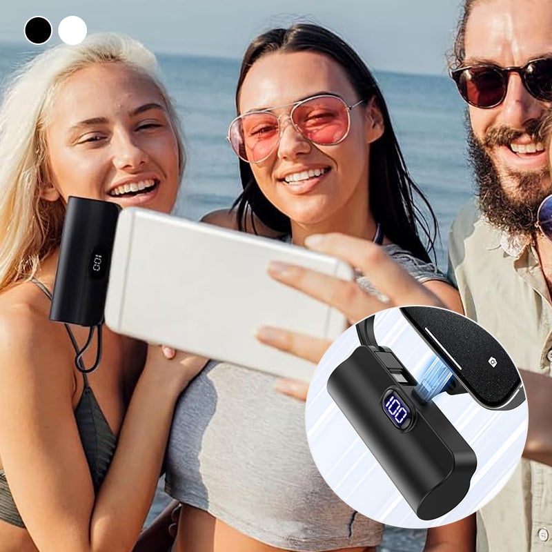 Mini Fast-Charge Capsule Power Bank with Built-in Cable