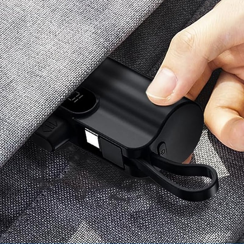 Mini Fast-Charge Capsule Power Bank with Built-in Cable