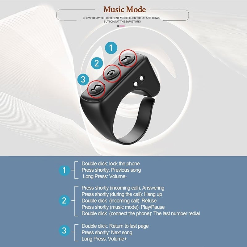 Scrolling Ring Bluetooth Remote Control with Phone holder
