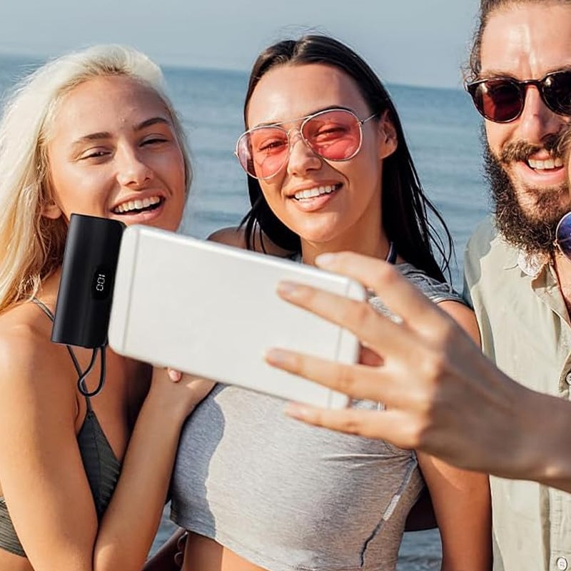 Mini Fast-Charge Capsule Power Bank with Built-in Cable